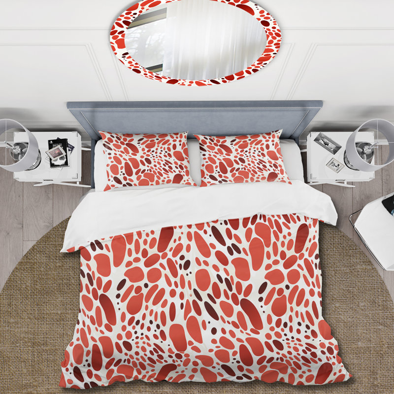 Ensemble de housse de couette à pois rouges et blancs I, Housse de couette pour très grand lit et 2 très