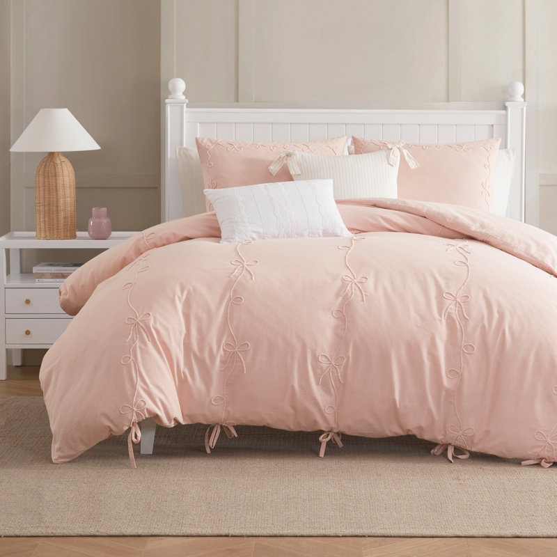Ensemble de couette Peri Home Sasha Bows, Édredon pour grand lit + 2 taies décoratives