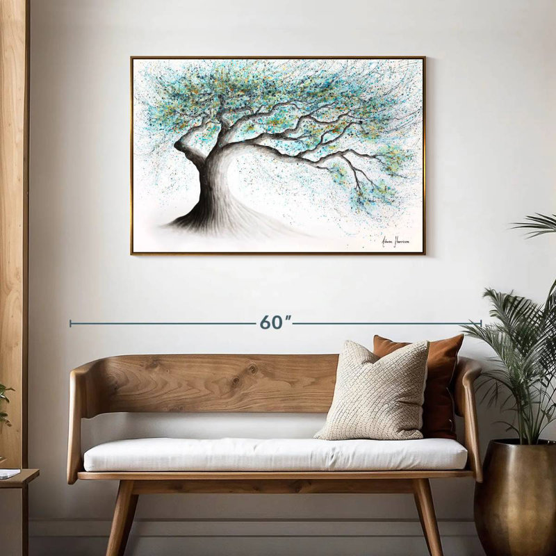 Lucent Lake Tree, 43" X 29", Floating Frame Gold