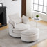 Fauteuil d'appoint pivotant à double couche en velours côtelé de 38,98 po de largeur avec repose-pieds