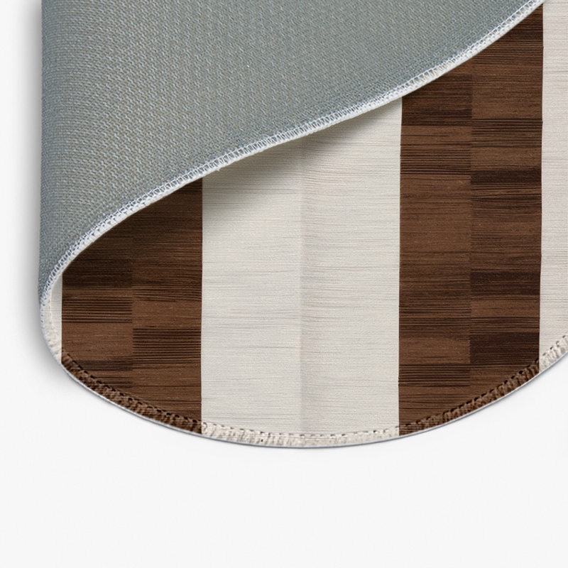 Tapis d'intérieur et d'extérieur à carreaux beige, Rond 5 pi