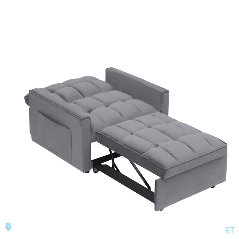 Sofa Bed Chair 3 In 1 Convertible, Recliner, Single Recliner, Suitable For Small Spaces With Adjustable Back Black, Dark Gray