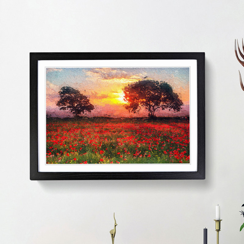Poppy Meadow - Picture Frame Painting Print, 27cm H x 36cm W x 2cm D, Black Framed