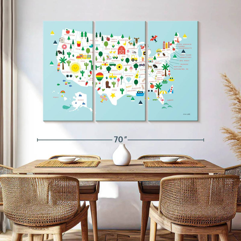 Fun USA Map, 42" H x 65" W