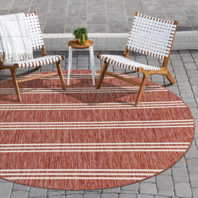 Round Striped 122cm X 122cm Area Rug
