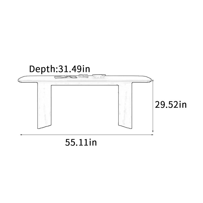 Table de salle à manger avec support complet, H 29,52 po x L 55,11 po x l 31,49 po