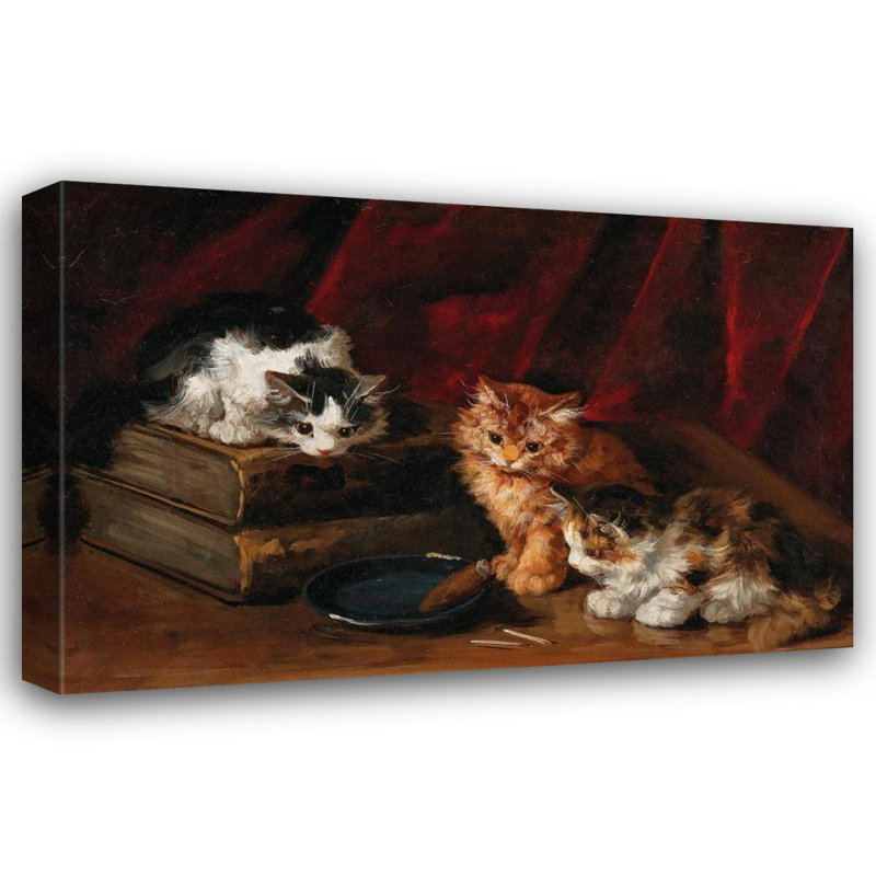 «Perplexed Kittens» par Arthur-Alfred Brunel De Neuville - Art mural sur toile tendue avec châssis, H 28 po x l 40 po