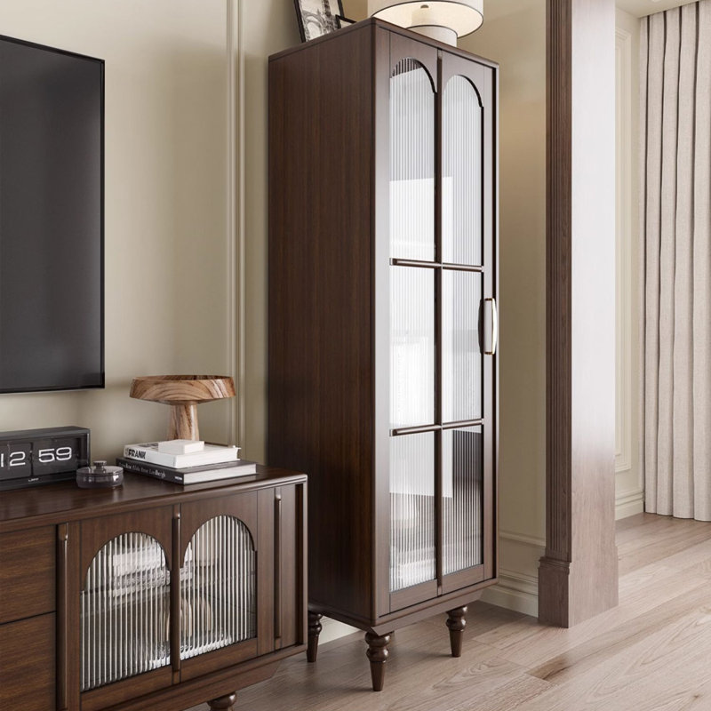 Dark-coffee Solid Wood + Glass Display Cases
