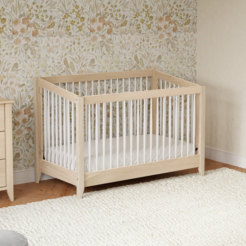 Washed Natural and White Pine 4-in-1 Convertible Crib
