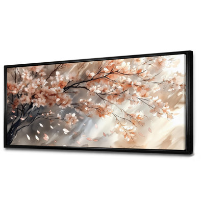 Fleur de cerisier en fleurs rose et gris, impression sur toile florale