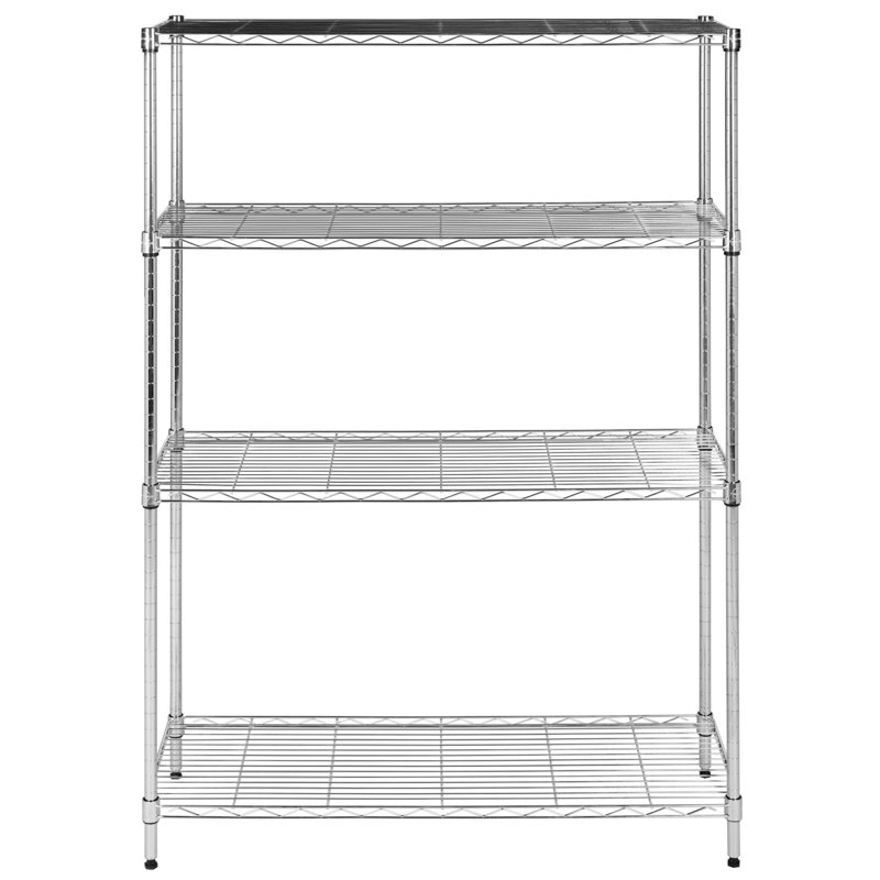 Étagère à 4 tablettes H 53,6 po x l 35,7 po x P 14 po Prenisha, Plaqué chrome