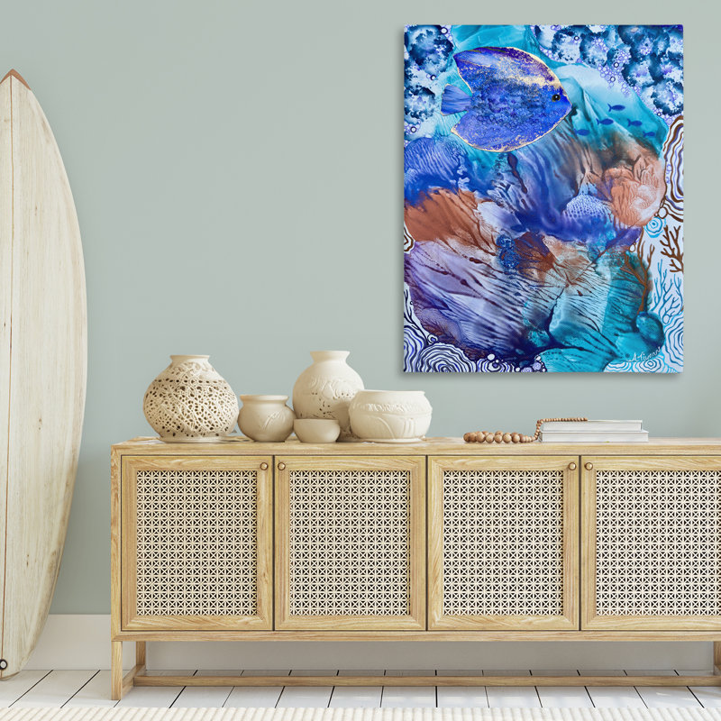 Toile sous-marine, vie marine, design par Amy Tieman, H 48 po x l 36 po