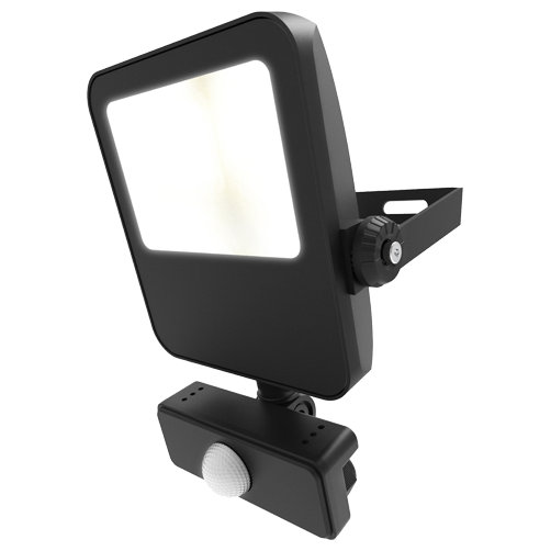 Motion Sensor Floodlight (Black) 3400lm IP65 Rated Compact LED Integrated 10W Flood Light - 4L2/1029
