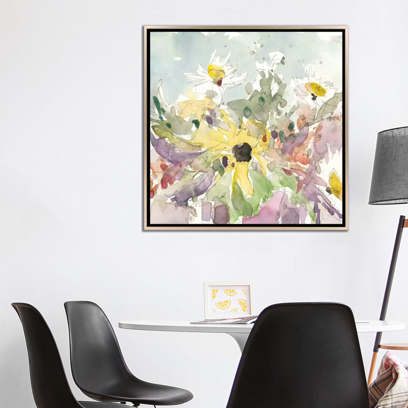 «Daisy Vase I», reproduction d'art sur toile encadrée, H 37 po x l 37 po, Toile à cadre flottant sans passe-partout
