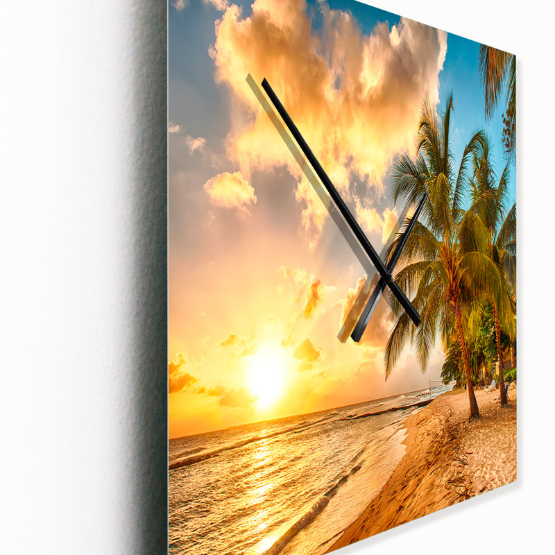 Gorgeous Beach of Island Barbados - Horloge murale moderne, Moyen