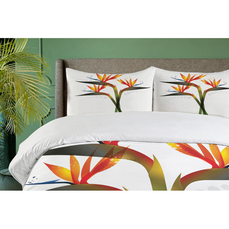 Coastal Polyester Floral Duvet Cover