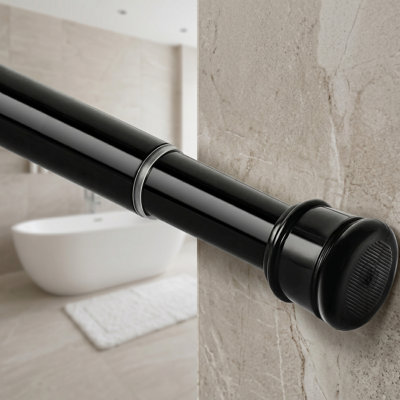 Tringle de tension noire sans section, 56 à 104 pouces, ressort de 1 pouce de diamètre réglable pour la salle de bain, la fenêtre, le placard, sans perçage et sans rouille