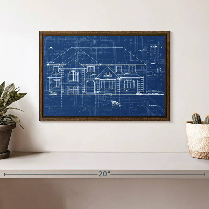 Plan de maison, 13 po x 9 po, Cadre flottant noyer
