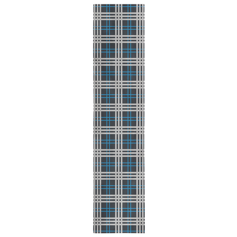 Paid Polyester Table Runner, 90" L x 16" W, Black/Carolina Blue/Silver