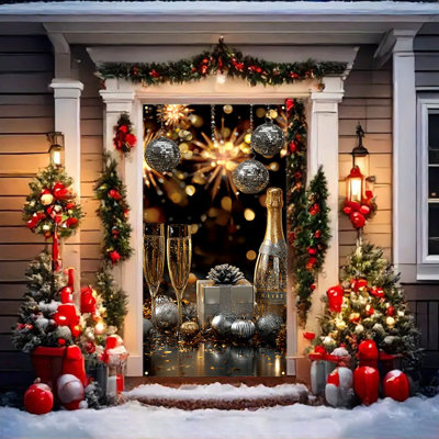 Happy Newyear Housse de porte Décoration de porte Porte suspendue Décoration de porte Tapisserie