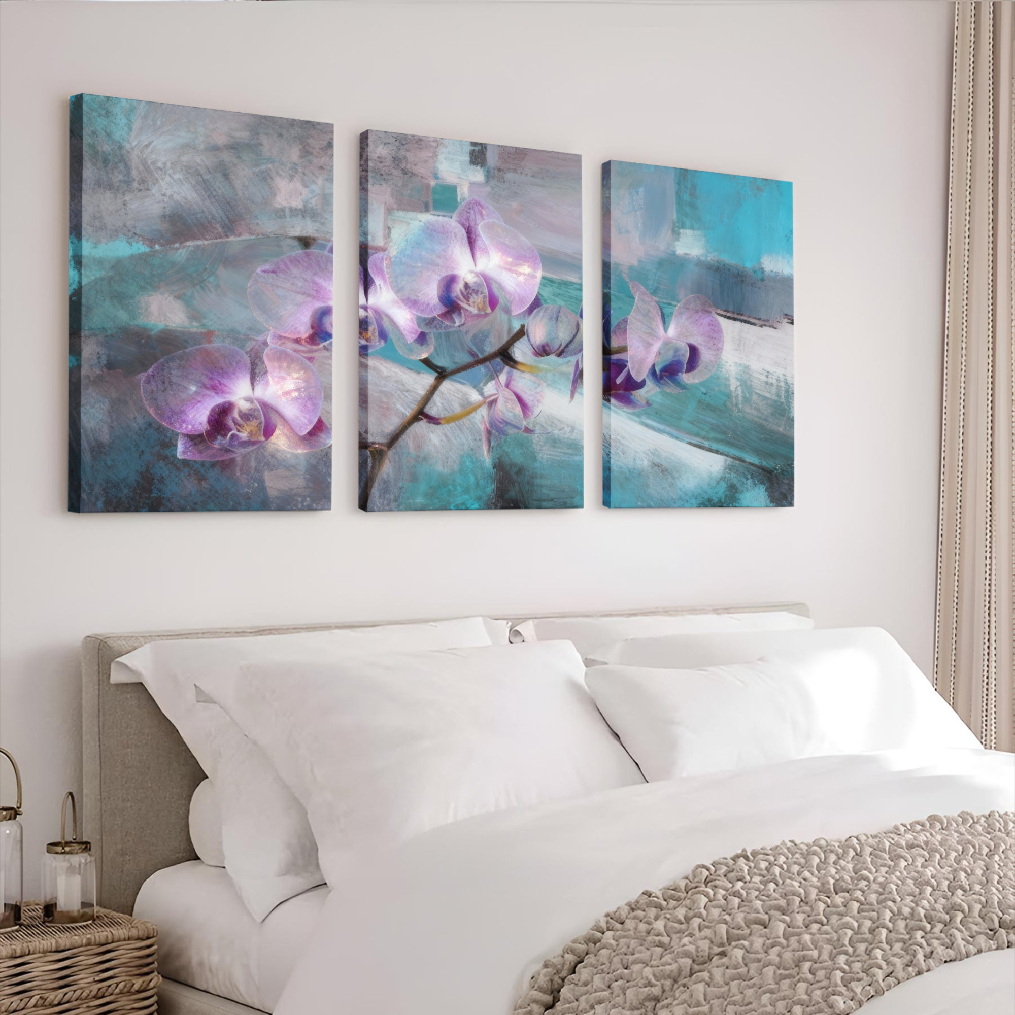 Winston Porter Orchid Floral Abstract Canvas Wrapped Wall Art Oil ...