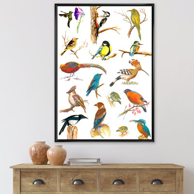 «Vibrant Coloured Birds Plancard», reproduction sur toile