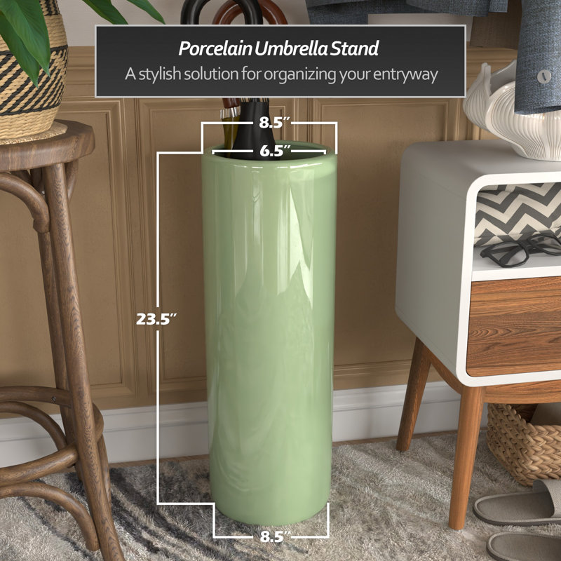 24" Bright Yellow Umbrella Stand, Green