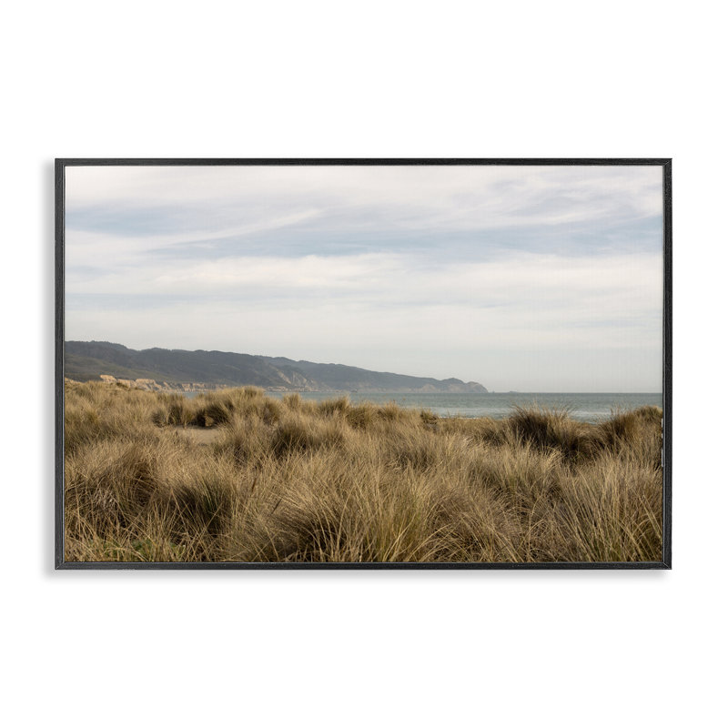  Windy Grass Dunes View Giclee Art by Crystal Lynn Collins, H 12 po x l 18 po, Giclée encadrée noir minuit
