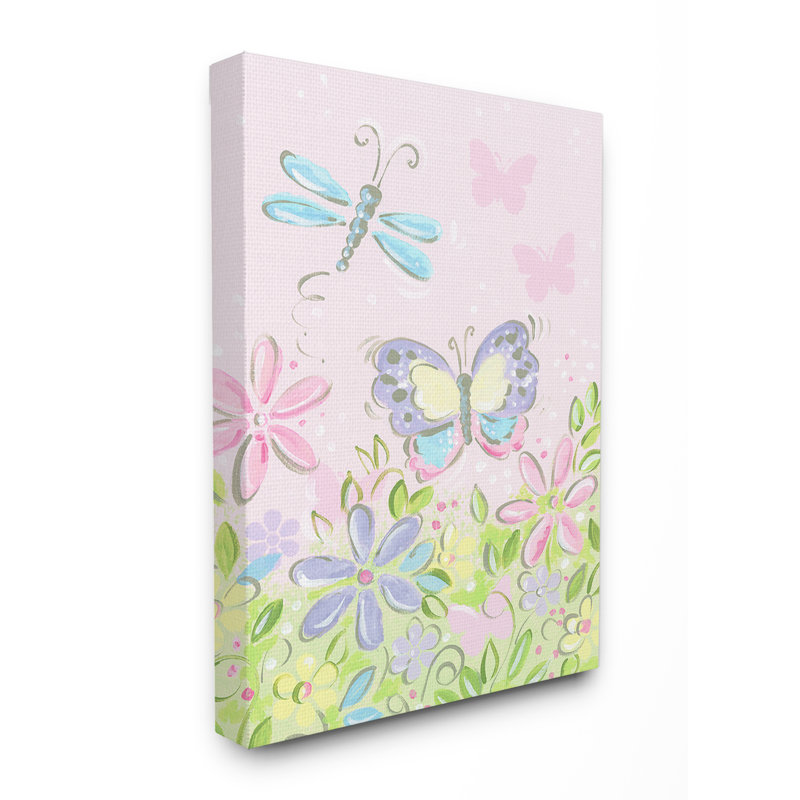 «Butterfly and Dragonfly», art encadré / toile Burnam, H 20 po x l 16 po, Toile tendue