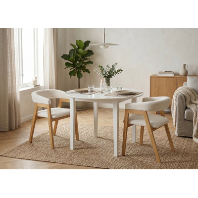 2 -Person Rubberwood Solid Wood Dining Set