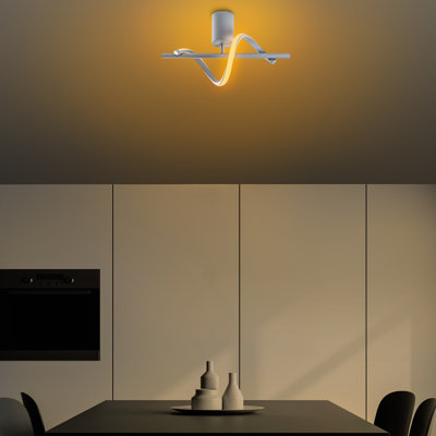 Lustre gris moderne avec structure en métal, 16 x 10 x 9,8 pouces | Douille DEL 11 W 3000 K, design élégant pour la décoration intérieure | Plaque de base en métal durable, parfaite pour le salon, la salle à manger ou l'éclairage d'entrée
