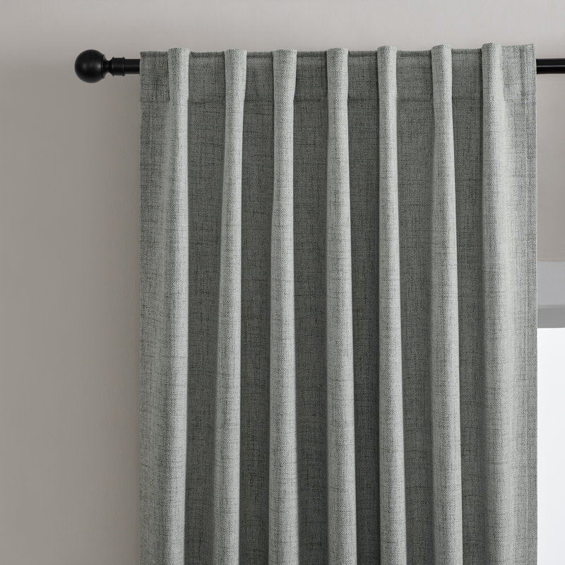 Ensemble de 2 panneaux de rideaux occultant en toile de jute 100% Leming, L 52 po x L 63 po, Gris foncé