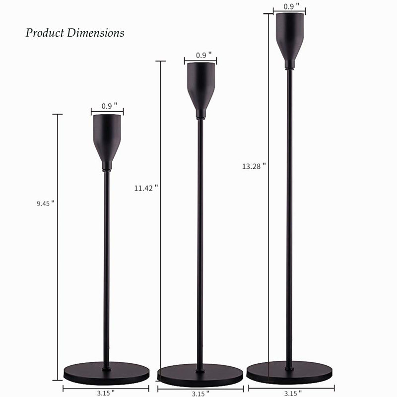 Metal Tabletop Candlestick, Matte Black