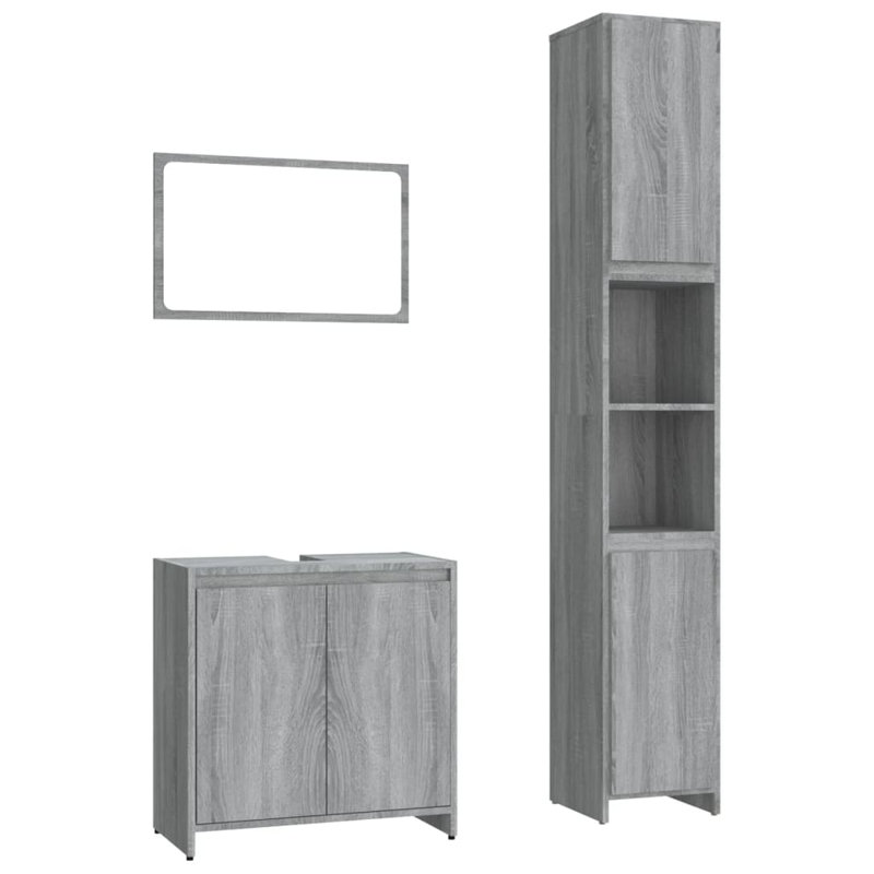 Bathroom Storage Furniture Set, Grey Sonoma
