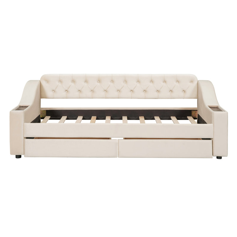 Jalend Upholstered Daybed, Beige