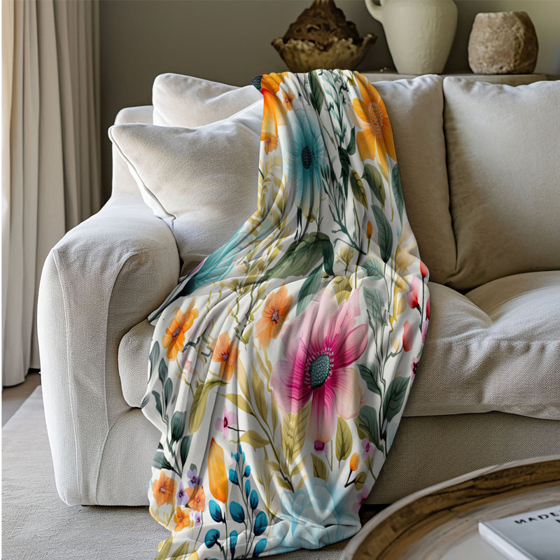 Jeté Rainbow Botanical Brushstrokes - 1 pièce Premium S, L 60 po x L 80 po