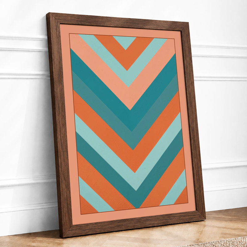 Chevron Bloom Geometric - Framed Print, A4 - 29.7 x 21.0 cm, Walnut