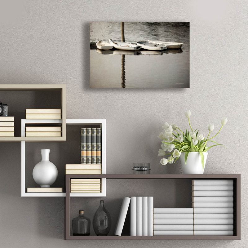 Art mural en verre épique «Dories» par Debra Van Swearingen, 24 po x 16 po, H 16 po x l 24 po