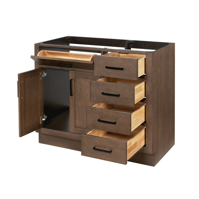 42" Single Bathroom Vanity Base only, Brown Oak