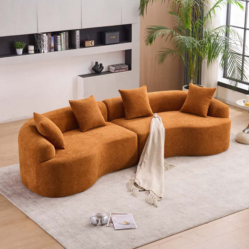 Canapé modulaire en chenille Boneless, Orange