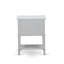 Ensemble de chambre à coucher très grand 3 pièces - Lit en bois touffeté à boutons - Tête de lit tapissier en tissu de velours blanc lin et table de chevet au fini gris urbain-2109871682-2109871685