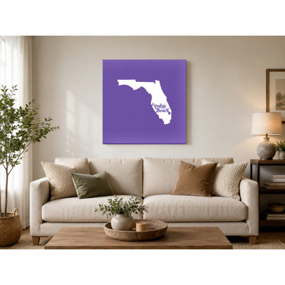 Home Sweet Palm Beach — Florida State Silhouette — Canvas Wall Art