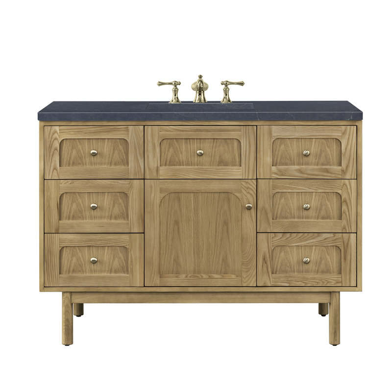 Laurent 48'' Single Bathroom Vanity with Top, Charcoal Soapstone, 8" Widespread, Light Natural Oak