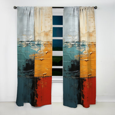 Rideaux abstraits rouges et bleus - rideaux Shapes - rideau occultant en velours - 1 panneaux