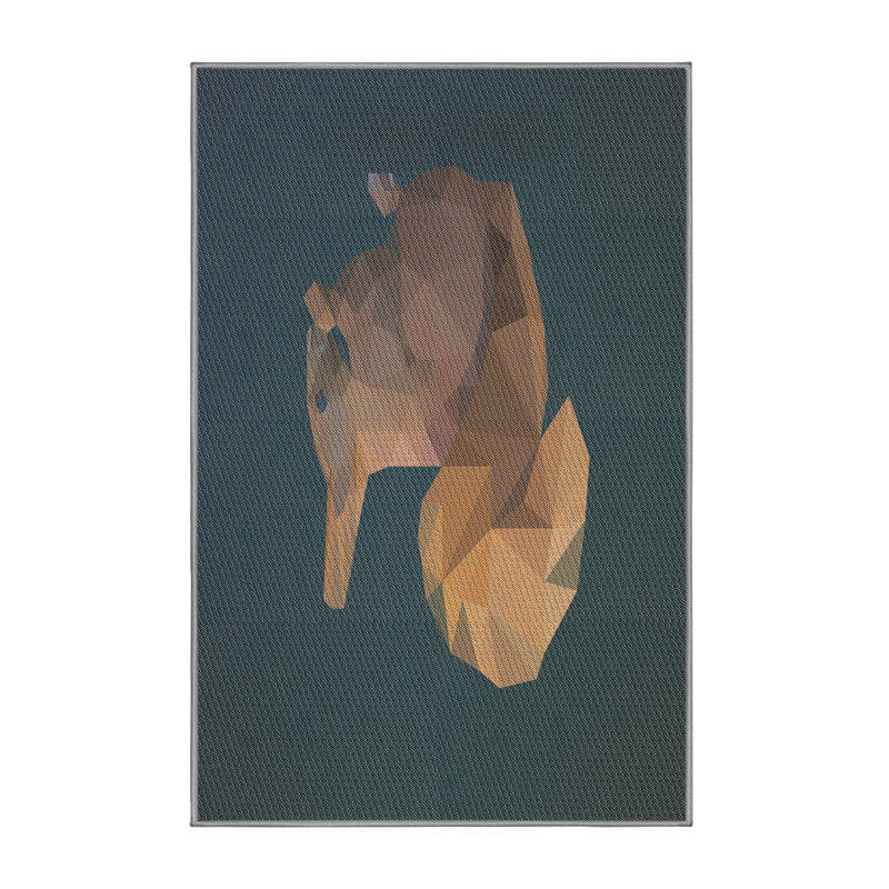 Tapis bleu marine/brun électrique métier, Rectangle 5 pi x 7 pi