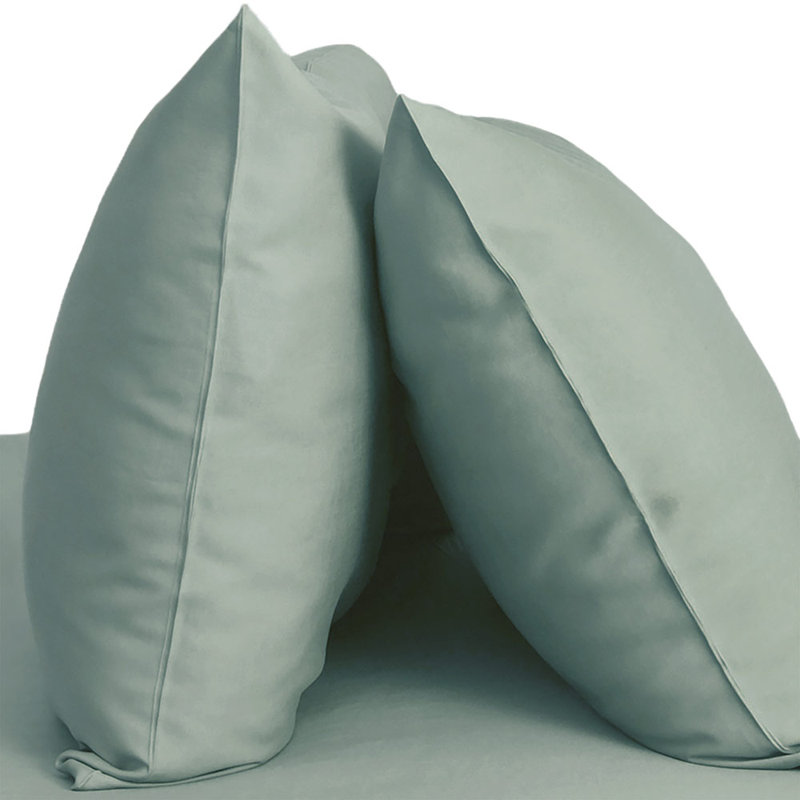 Rayon Sateen - Set of 2, King Pillow: 20" x 36", Ocean Mist
