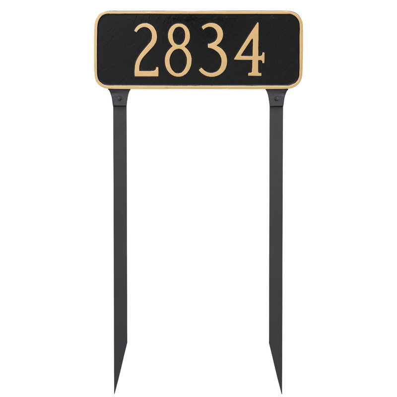 Enseigne d’adresse pour pelouse sur 1 ligne, Gris / Argent