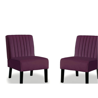 Ensemble de 2 chaises d'appoint Reese Mid Century Modern avec un design minimaliste, un revêtement en velours élégant et des pieds en bois massif, idéal pour le salon ou la chambre à coucher