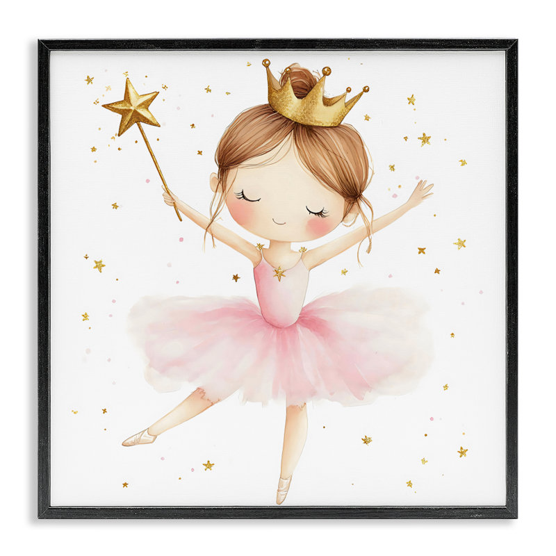 Adorable ballerine avec couronne, estampe numérique, design by Creative Studio, H 17 po x l 17 po