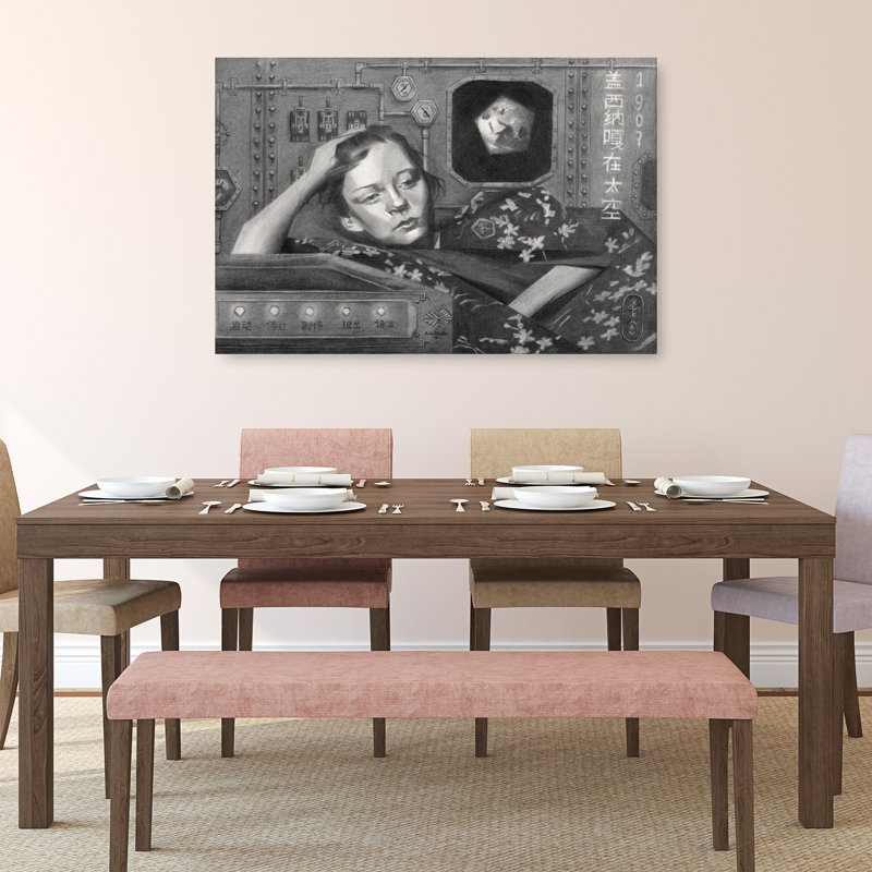 Art mural rétro paysage industriel traditionnel pensif, H 32 po x l 48 po